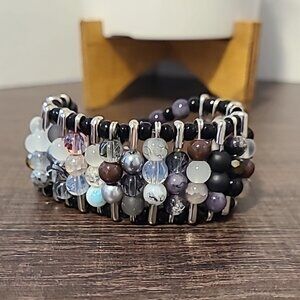 Handcrafted‎ Safety Pin & Beaded Bracelet Multi-Color NEW Ladies Fashion Dressy